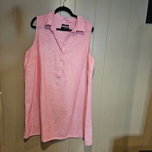 Tahari 100% Linen Sleeveless Tunic Top | Size 2X | Soft Pink | Lightweight, Chic